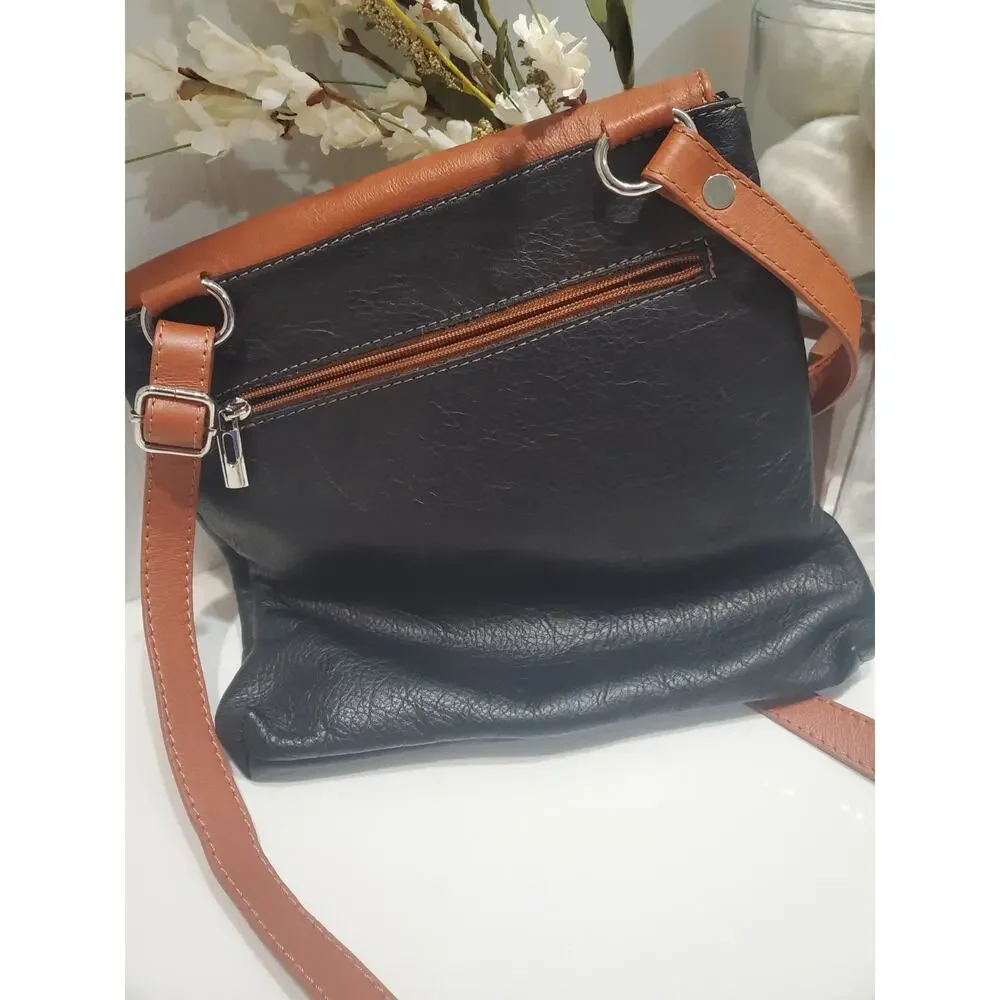 Vera Pelle Two Tone Leather Crossbody